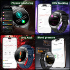 Health Smart Watch Bluetooth Call ECG+PPG BP Uric Acid Lipid 24h Heart Rate