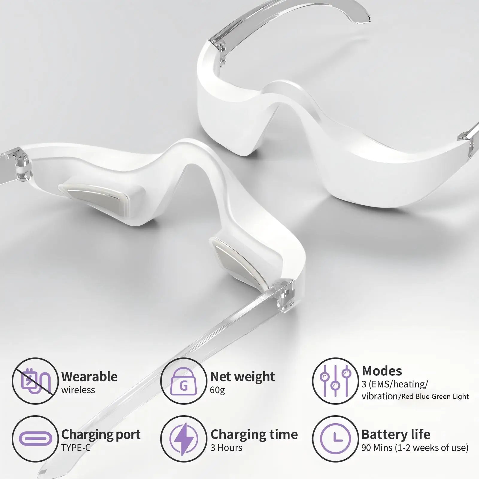 LED Eye Massager Glasses for Puffiness & Fine Lines